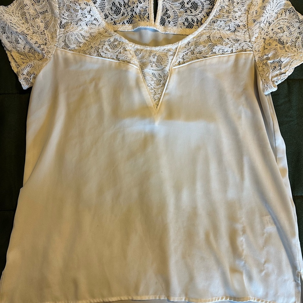 Express White Lace Detail Blouse